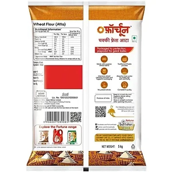 Fortune Chakki Fresh Atta, 5Kg